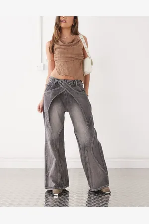 Minga London seam detail washed baggy jeans in