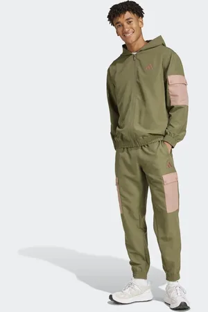 adidas Sportswear woven cargo track suit in olive strata