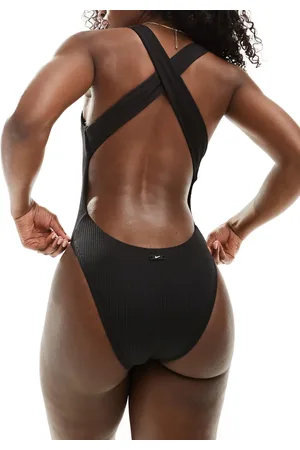 Nike Nike Elevated Essentials crossback crinkle swimsuit in