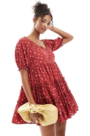Daisy Street Smock tiered mini dress in ditsy floral