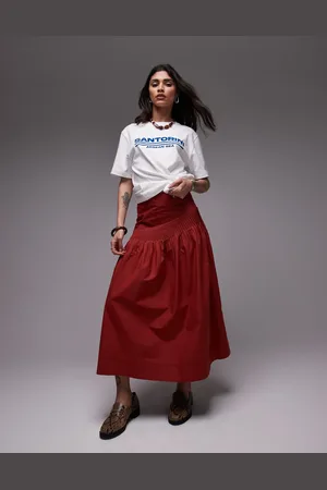 Topshop Pintuck poplin full skirt in