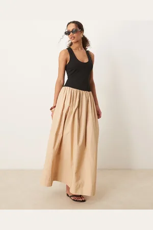 ASOS Scoop neck hybrid maxi dress in stone
