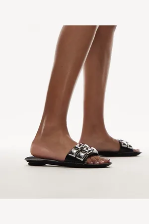MANGO Studded leather sandals in