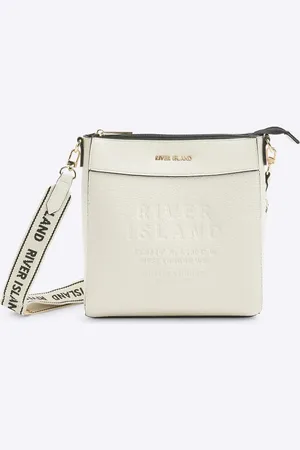 River Island Embossed cross body bag in cream