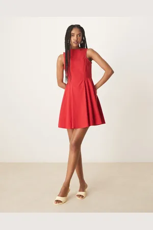 ASOS Bengaline sleeveless skater skirt mini dress with open back in
