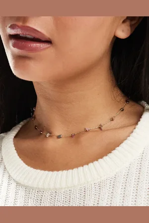 ASOS Short necklace with faux semi precious chippings in gold tone