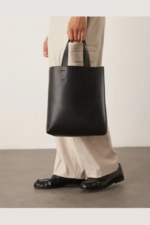 ASOS Faux leather tote bag with crossbody strap in