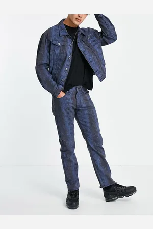 Liquor N Poker Snake print straight leg jeans co-ord in blue