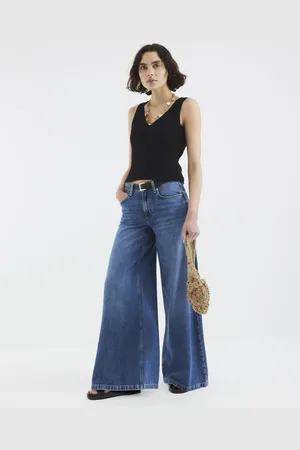 River Island Low rise belted baggy jeans in denim - medium