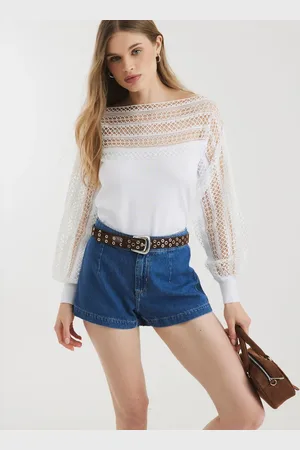 River Island Long sleeve lace hybrid jumper in