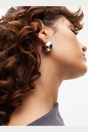 Topshop Sammy waterproof stainless steel dome earrings in tone