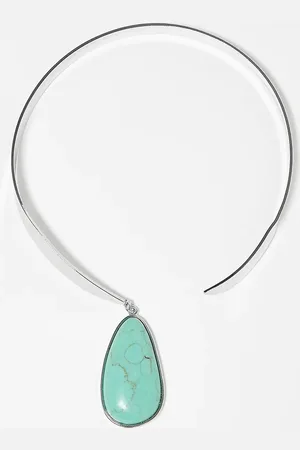 Reclaimed Unisex cuff necklace with drop stone in