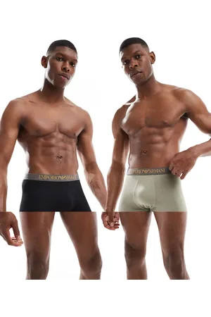 Emporio Armani Bodywear 2 pack soft touch bamboo logo trunks in and beige