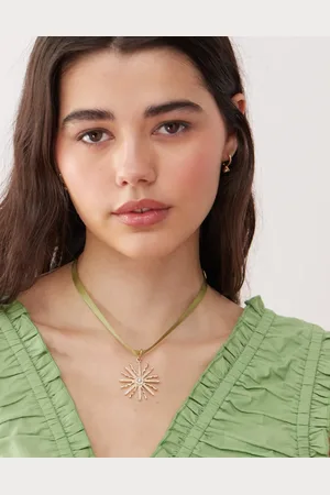 Reclaimed Ribbon choker with sun pendent