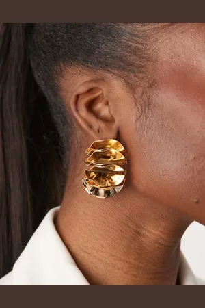 ASOS Hoop earrings with folded petal detail in tone