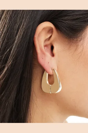 ASOS Hoop earrings with clicker squared off detail in tone
