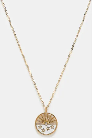 Reclaimed Unisex chain necklace with moonstone and stars in