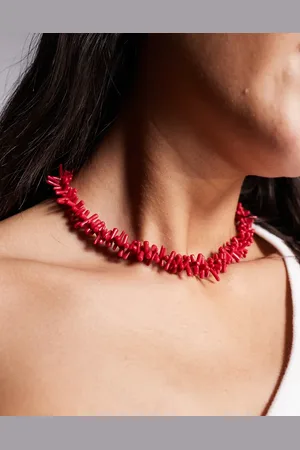 ASOS Faux stone chipping necklace in with t-bar detail