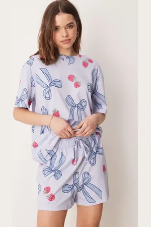 ASOS Bow & berry oversized tee & short pyjama set in
