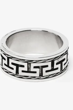 ASOS Waterproof stainless steel chunky greek wave band ring in tone