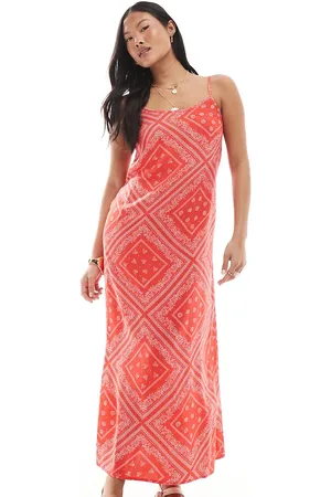 Miss Selfridge Strappy scoop neck maxi slip dress in bandana print