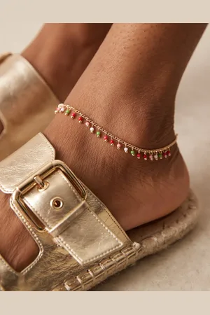 ASOS Anklet with multi micro beads in tone