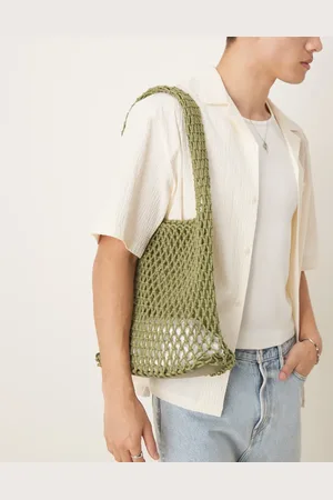 ASOS Woven crochet sling tote bag in