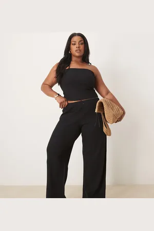 ASOS ASOS DESIGN curve wide leg waffle trouser in