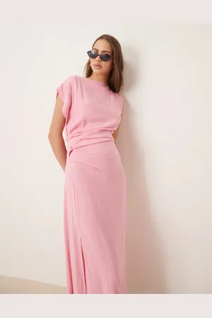 ASOS Linen open back draped waist midaxi dress in