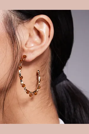 ASOS Hoop earrings with amber faux stone chippings in tone