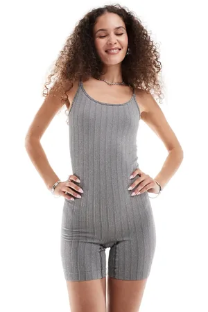 Noisy May Ribbed playsuit in dark