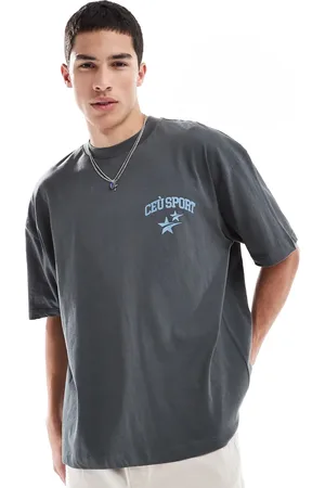 ASOS Oversized t-shirt with sports graphic in charcoal