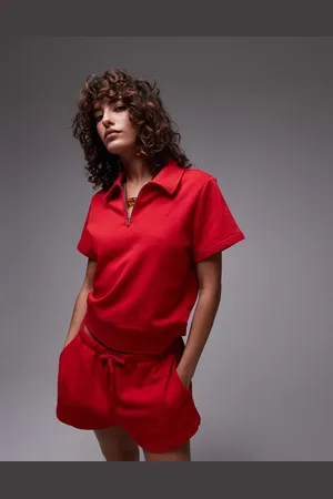 ARKET Quarter zip short sleeve polo in