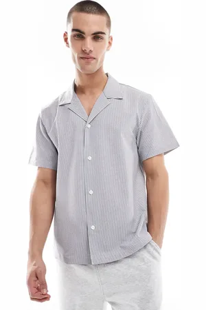 HUGO BOSS Boss seersucker striped shirt in blue and