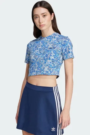 adidas X liberty london tonal baby tee in multicolor / chalk white / amb
