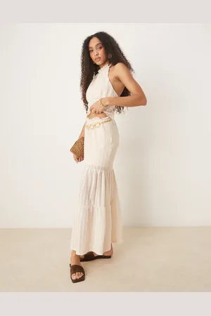 ASOS Co-ord textured tiered maxi skirt in cream