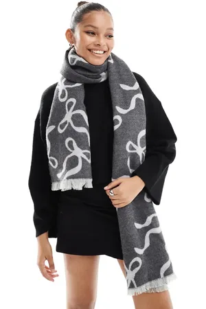 ASOS Abstract bow jacquard woven scarf in grey