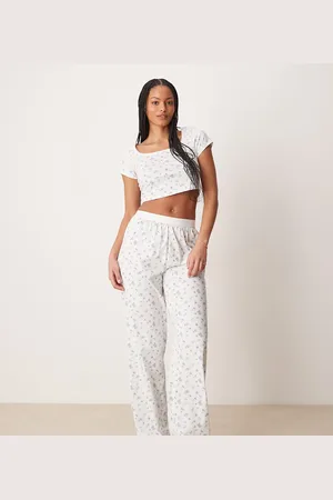 ASOS ASOS DESIGN Tall mix & match pyjama trouser with exposed waistband and picot trim in ditsy print