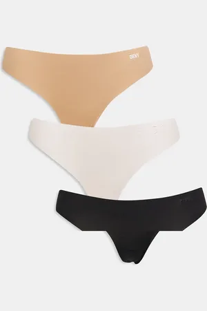DKNY Thong three pack in black/glow/pearl cream