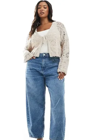 ASOS ASOS DESIGN Curve ankle grazer barrel jean with cinch in vintage wash