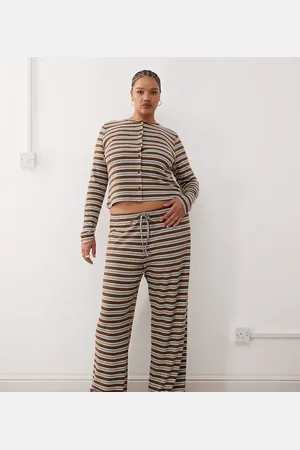 COLLUSION Plus relaxed rib stripe trouser