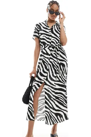 VERO MODA Easy buttondown long shirt dress in zebra print