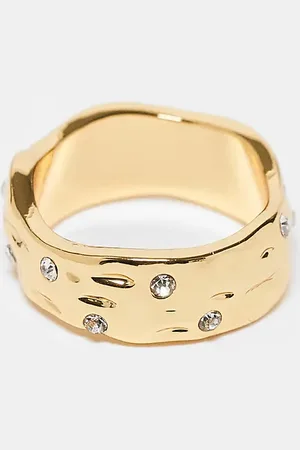 ASOS ASOS DESIGN Curve 14k plated molten ring with crystal details