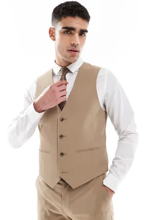ASOS Slim suit waistcoat in dark stone