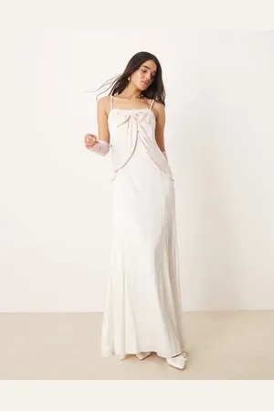 For Love & Lemons Eliana gown in white with bow detail