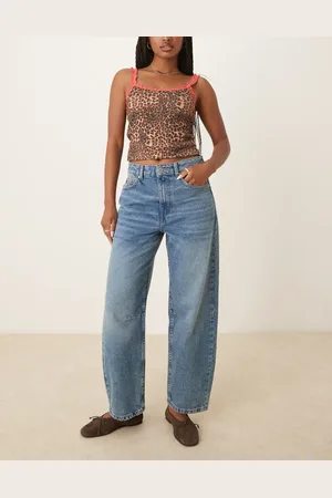 ASOS Ankle grazer barrel jean with cinch in vintage wash