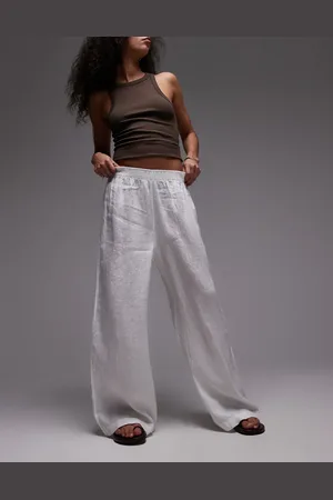 ARKET Pure linen palazzo trousers with pull-on waist in