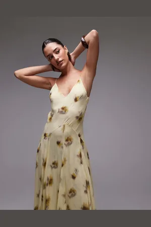 MANGO Capsule chiffon maxi dress with godetes in floral print