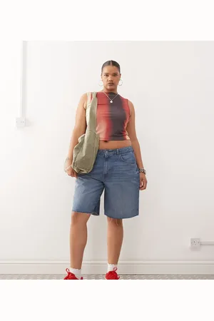 Noisy May High waist bermuda denim short in mid wash