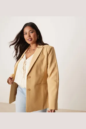 ASOS Curve moulded hip blazer in caramel